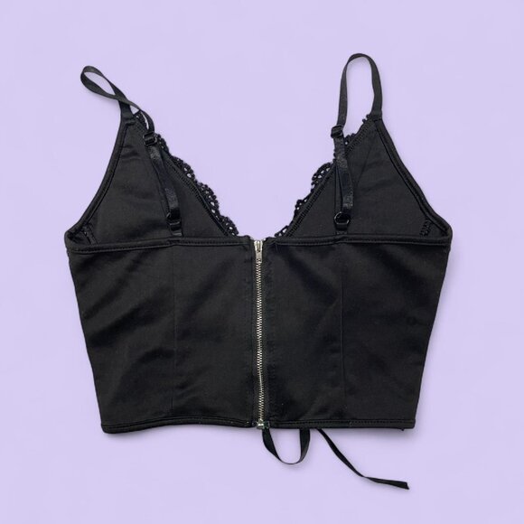 Black Lace Corset Crop Top – Size Small (Unbranded) - Picture 5 of 7